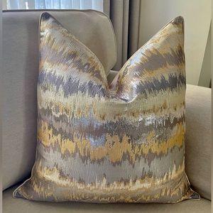 Two Luxury Gold and silver waves glam pillow cover.